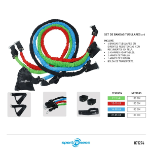 BANDAS TUBULARES X4 RECUBIERTA SPORT FITNESS