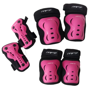 KIT DE PROTECCION DE PATINAJE GW YD-38-1 NEGRO-ROSADO M